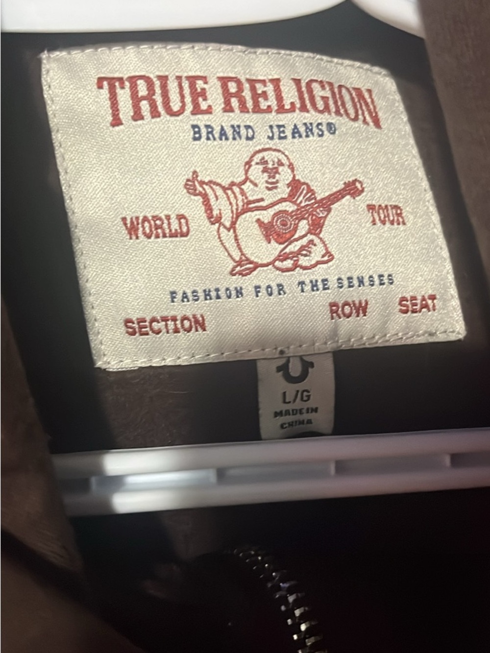 True Religion Brown Jacket with Cream Label and Red Logo - Picture 2 of 3